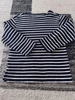 無印良品　太番手ボートネック長袖Ｔシャツ　婦人S ダークネイビー柄