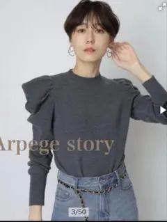Arpege story アルページュストーリー　袖コンシャスニット　グレー