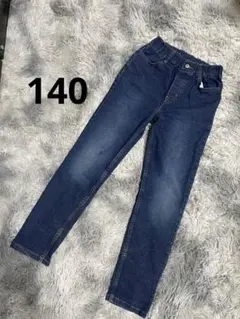 GU ダークブルー ストレートパンツ 140