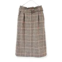 美品✨ダブルクローゼット（F）ミモレ丈タイトスカート ウエストベルト チェックのサムネイル
