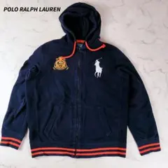 【希少】ポロラルフローレン ビッグポニー エンブレム刺繍 ジップパーカー L