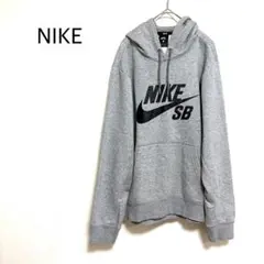 ナイキSB ビッグロゴ プルオーバーパーカー 裏起毛 グレー ストリート　S