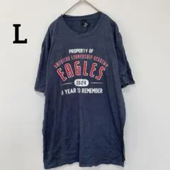 ロゴ Tシャツ 【L】　ネイビー　男女兼用　USA古着