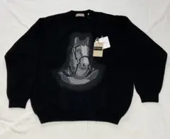 RAIKA STYLE 馬刺繍 ブラックニットセーター