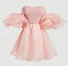 オフショルダー フリル袖 レディースドレス