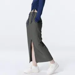 GU フロントジップナローロングスカート