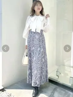 MERCURY DUO 2wayリボンボリュームスリーブブラウス　オフホワイト