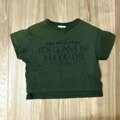 p.premier 英字プリントTシャツ ダークグリーン 80cm