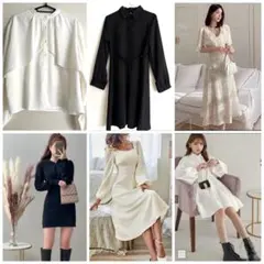 【ほぼ未使用】モノトーン きれいめワンピース　ブラウス　まとめ売り