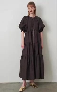 GRACE CONTINENTAL ヤシ柄カットワークワンピース ブラック 36 - メルカリ