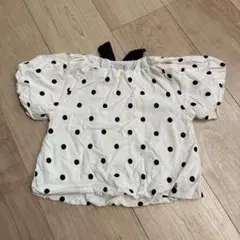 petit main ドット柄 半袖トップス 100