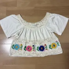 anap mimpi 花柄刺繍 レース切替 半袖トップスのサムネイル