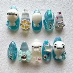 ネイルチップ ウィッシュコア y2k 平成女児 あざらし 水色 海 マグネット