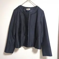 美品　アンフィニ　INTINE ノーカラージャケット 17 ダークブルーのサムネイル