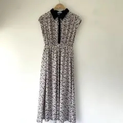 ナチュラルクチュール 花柄シャツワンピース フレンチスリーブ ロング丈 レトロのサムネイル