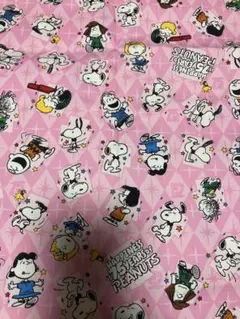スヌーピー ピンク 綿生地 オックス