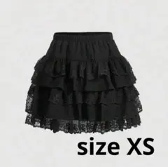 SHEIN MOD コントラストレース フリル ミニスカート XSサイズ 黒