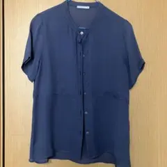 セオリーリュクス　ネイビー 半袖　ブラウス　038