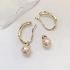 ❤️お得セット❤️2way♪ イヤーカフ & パールカフチャーム　ゴールド 両耳用
