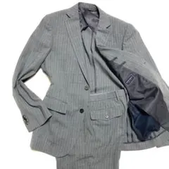 スーツカンパニー　グレー ストライプ ビジネススーツ　165-6drops