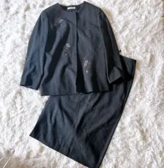 【美品】ダナパリ 2点セット 刺繍ウールジャケット＆スカート 13号 LL相当