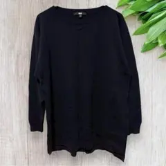 UNIQLO ユニクロ オーバーサイズスリットチュニック L 長袖 ネイビー