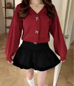 グレイル♡grl ビジューリボンボタンニットカーディガン