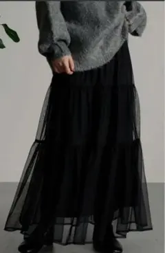 RANAN チュールティアードスカート　ブラック　Mサイズ