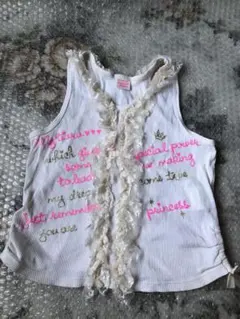 メゾピアノ フリル付きホワイトタンクトップ