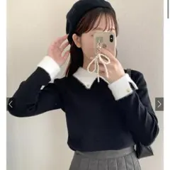 新品未使用 GRL フェザー配色襟付きニットトップス k9368f