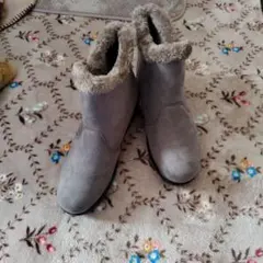 グレー スエード ファーブーツ