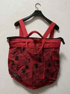 ネネット　2way　バリスティックナイロンヘルメットバッグ　/赤　リュック　総柄のサムネイル