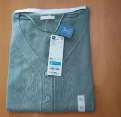 【GU】UVカットウォッシャブルVネックカーディガン※グリーン※XSサイズ