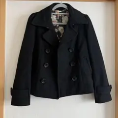 Joias ブラック ダブルブレスト ピーコート クロップド丈