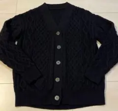 無印良品 ウール100% ケーブル編み カーディガン黒　サイズM