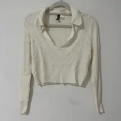 H&M 襟付きリブニットトップス