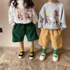 キッズトレーナー　淡色トレーナー　スウェット　キッズ　韓国子ども服　レトロ