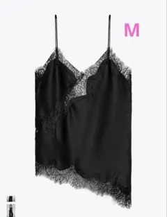 黒レーストリムキャミソールトップス zara Mサイズ