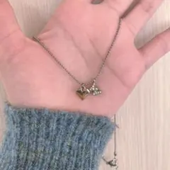 ハート型・Wチャーム ネックレス ゴールド