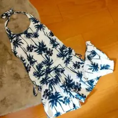 ✧パームツリー柄 ホルターネック水着 3点セット✧ Mサイズのサムネイル