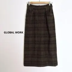 GLOBAL WORK グローバルワーク　ブラウン チェック柄 タイトスカート