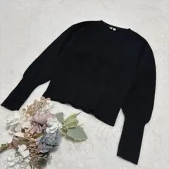 【ユニクロ】UNIQLO ミラノリブクルーネックセーター（長袖） ブラック M
