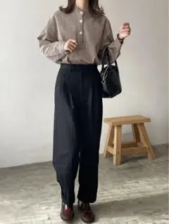 natiam high waist tuck chino ナティム チノパンツ