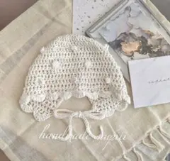 handmade♡ぽこぽこボンネット帽♡0〜3ヶ月サイズベビーキッズ