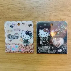 ハローキティ 2個セット　おはじきシール　ギャル　ヒョウ柄　平成　黒茶　フレーク