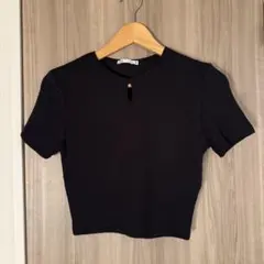ZARA 半袖 短丈 Tシャツ ブラック