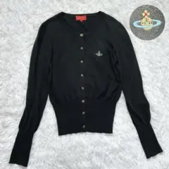 希少✨ヴィヴィアンウエストウッド オーブ刺繍 カーディガン 黒　XS コットン