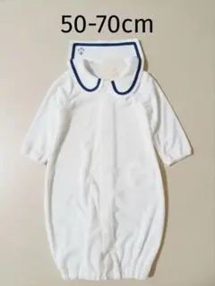 新品 新生児 長袖ロンパース 50-70cm カバーオール 兼用ドレス 丸襟付き