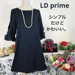 LD prime 　七分袖ワンピース膝丈　M  　チェック柄　袖デザインに注目