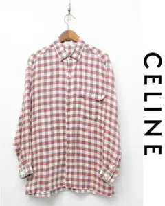 HGD-Q232/CELINE 長袖ガーゼシャツ チェック 胸ポケット